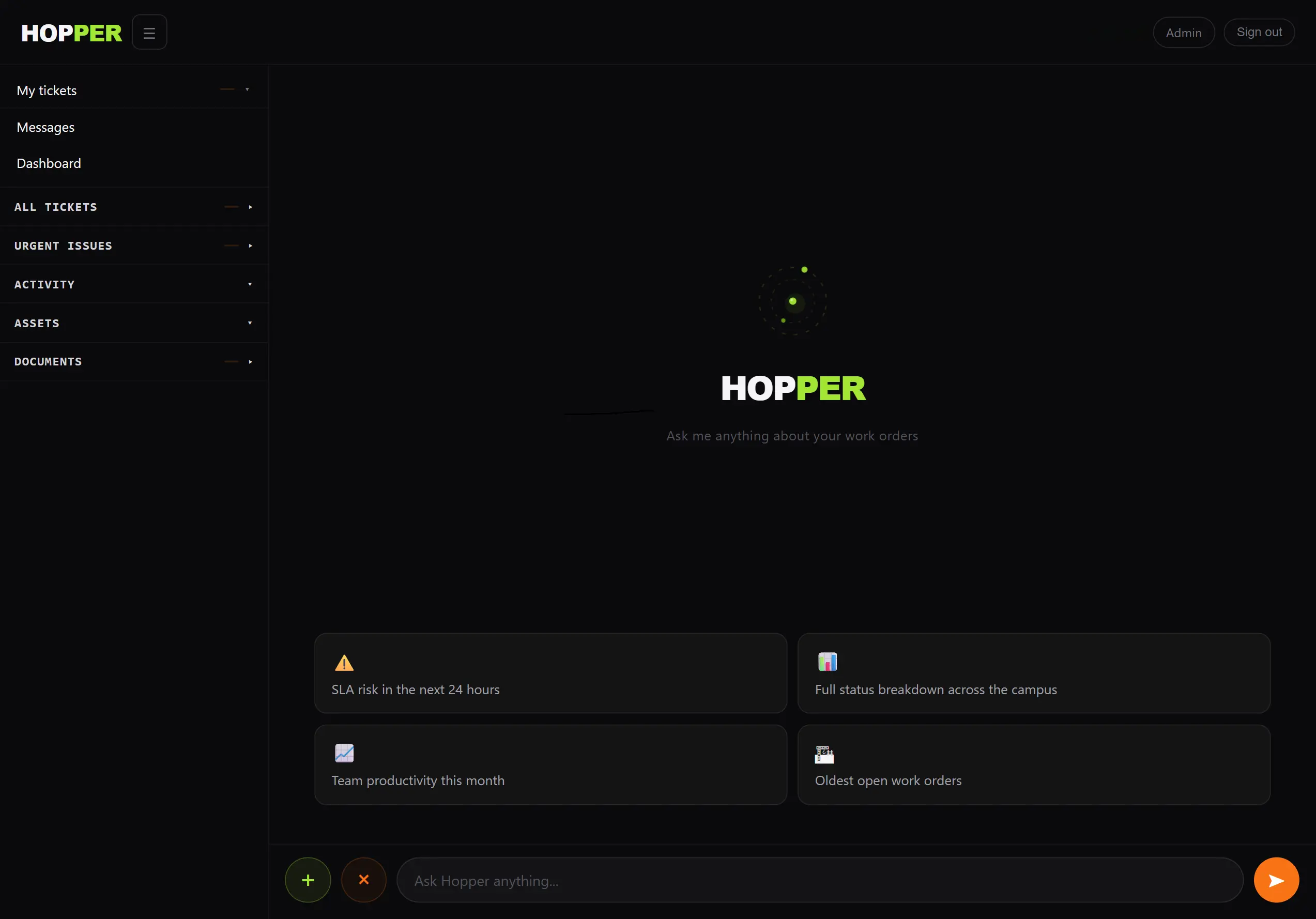 Hopper home screen
