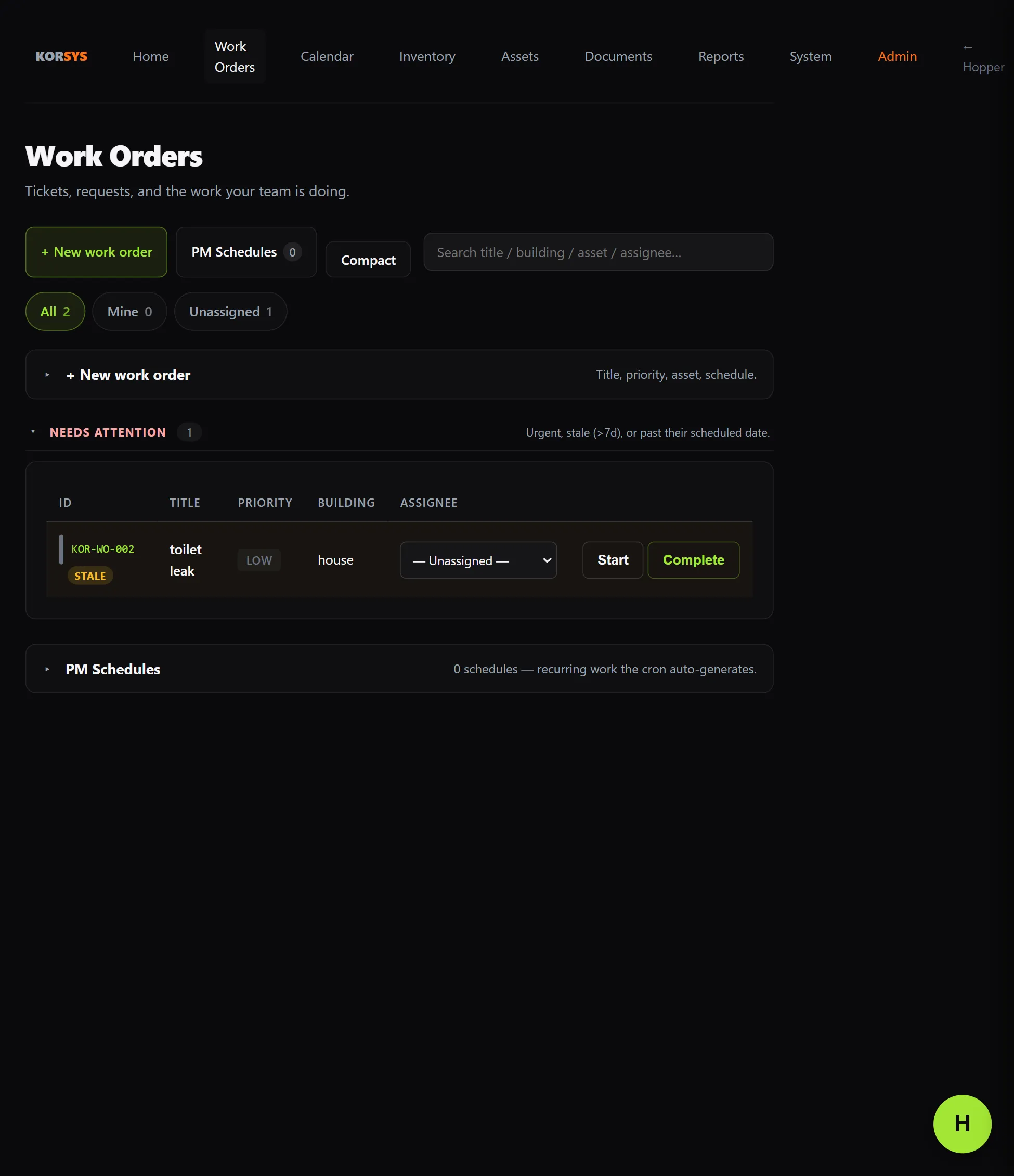 Korsys work orders
